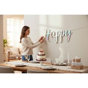 Horizon Group Happy Birthday Banner Unisex OS Iridescent Brand New Party Decor